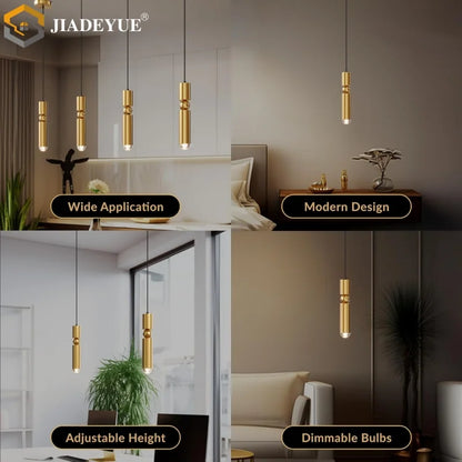 DecorBites™ Golden LED Chandelier for Modern Minimalist Living Room, Bedroom, Dining Room