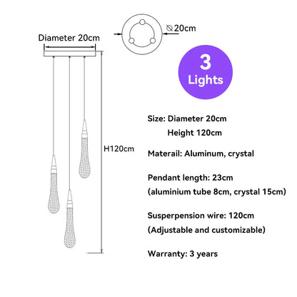 DecorBites™ Crystal Raindrop Pendant Lights - Elegant LED Foyer Chandeliers for High Ceilings
