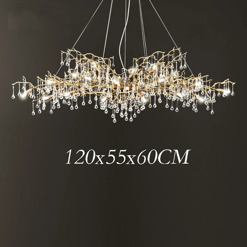 DecorBites™ Gold Crystal Chandelier: Modern LED Luxury Lighting for Living Room Villa