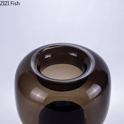 DecorBites™ Dark Glass Vase for Desk Decor, Creative Hydroponics Floral Ornaments