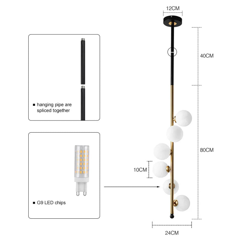 DecorBites™ Glass Ball Pendant Lights for Home Decor and Dining, Nordic Minimalism Style