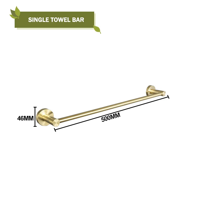 Juego de accesorios de baño DecorBites™ en oro cepillado: portarrollos, toallero y gancho para bata - Accesorios de baño para montaje en pared