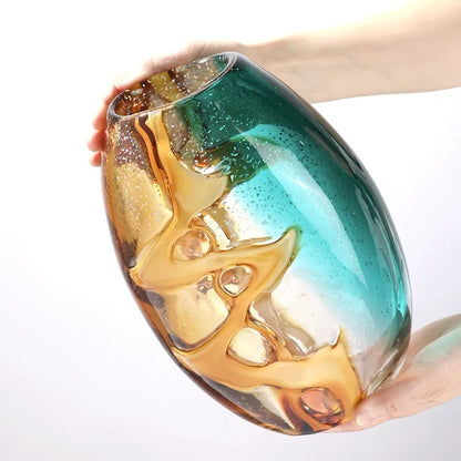 مزهرية زجاجية تجريدية متموجة من ديكوربايتس™ - مزهرية زهور مائية للديكور المنزلي