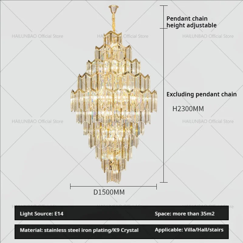 DecorBites™ Crystal Chandelier: Modern Simple Luxury for Duplex Villa & Loft