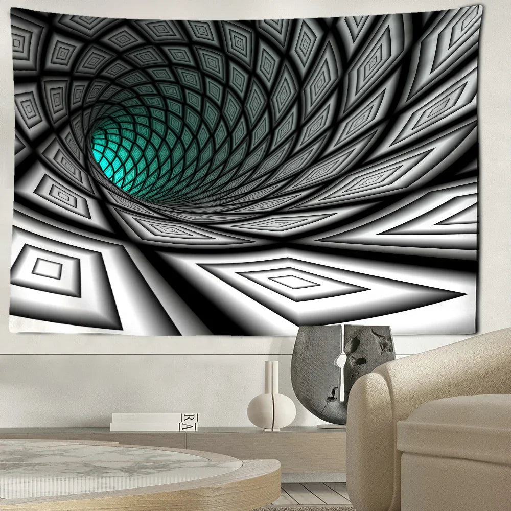 Decobites Vertigo Black Hole Abstract Art Tapestry Wall Hanging for Hippie Home Decor