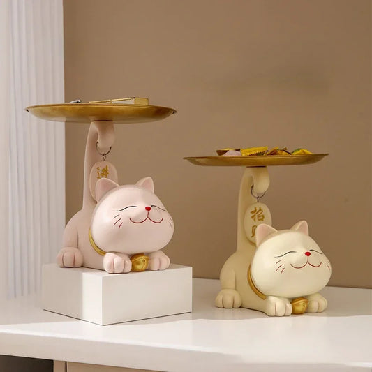 DecorBites™ Lucky Cat Statue Ornaments for Home Decor and Storage