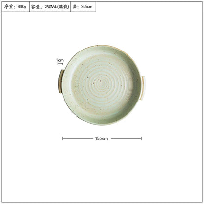 DecorBites™ Handmade Ceramic Sushi Plate with Handle - Retro Japanese Fruit Plate