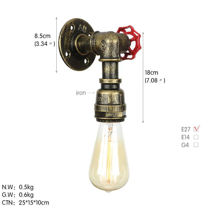 Decorbites™ Industrielle Eisen-Wandlampe Vintage-Loft-Licht E27 LED-Wandlampen
