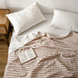 Decobites Striped Knitted Cotton Quilt Blanket - Lightweight & Cozy Bedding for Adults and Kids