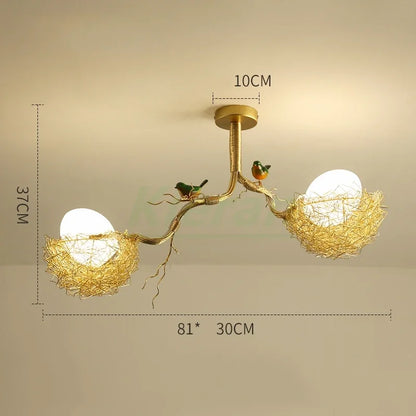 DecorBites™ Bird's Nest Glass LED Ceiling Lamp for Modern Nordic Living Room Decor