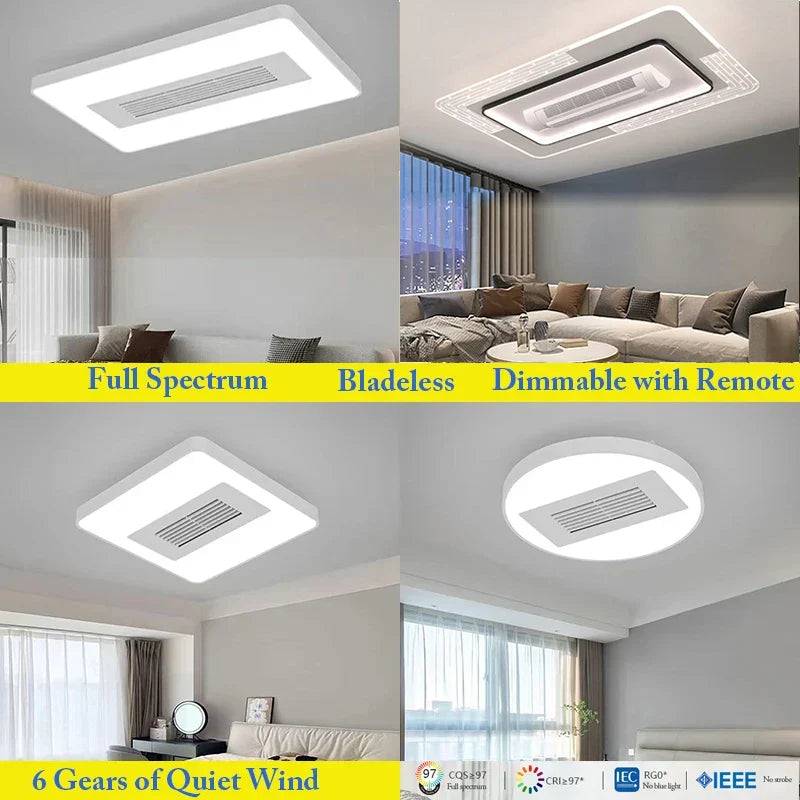 DecorBites™ LED Bladeless Ceiling Fan with Remote Control for Modern Living Room