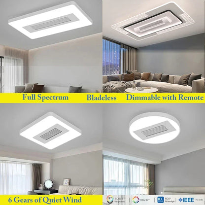 DecorBites™ LED Bladeless Ceiling Fan with Remote Control for Modern Living Room