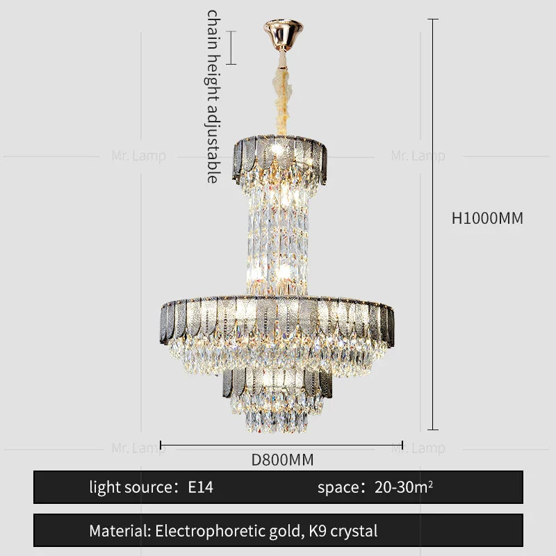 DecorBites™ Crystal Chandelier: Postmodern Multi-layer Luxury for Villa, Hotel Lobby, and Living Room