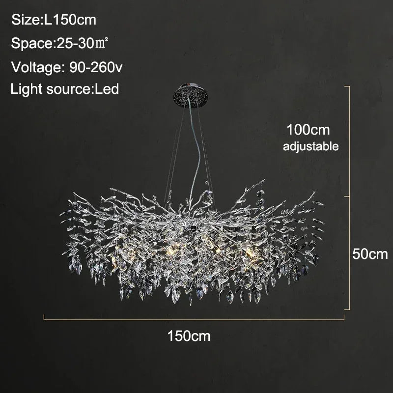 DecorBites™ Branch Crystal Chandelier: Luxury LED Ceiling Light for Living Room & Dining Room
