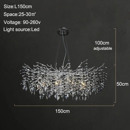 DecorBites™ Branch Crystal Chandelier: Luxury LED Ceiling Light for Living Room & Dining Room