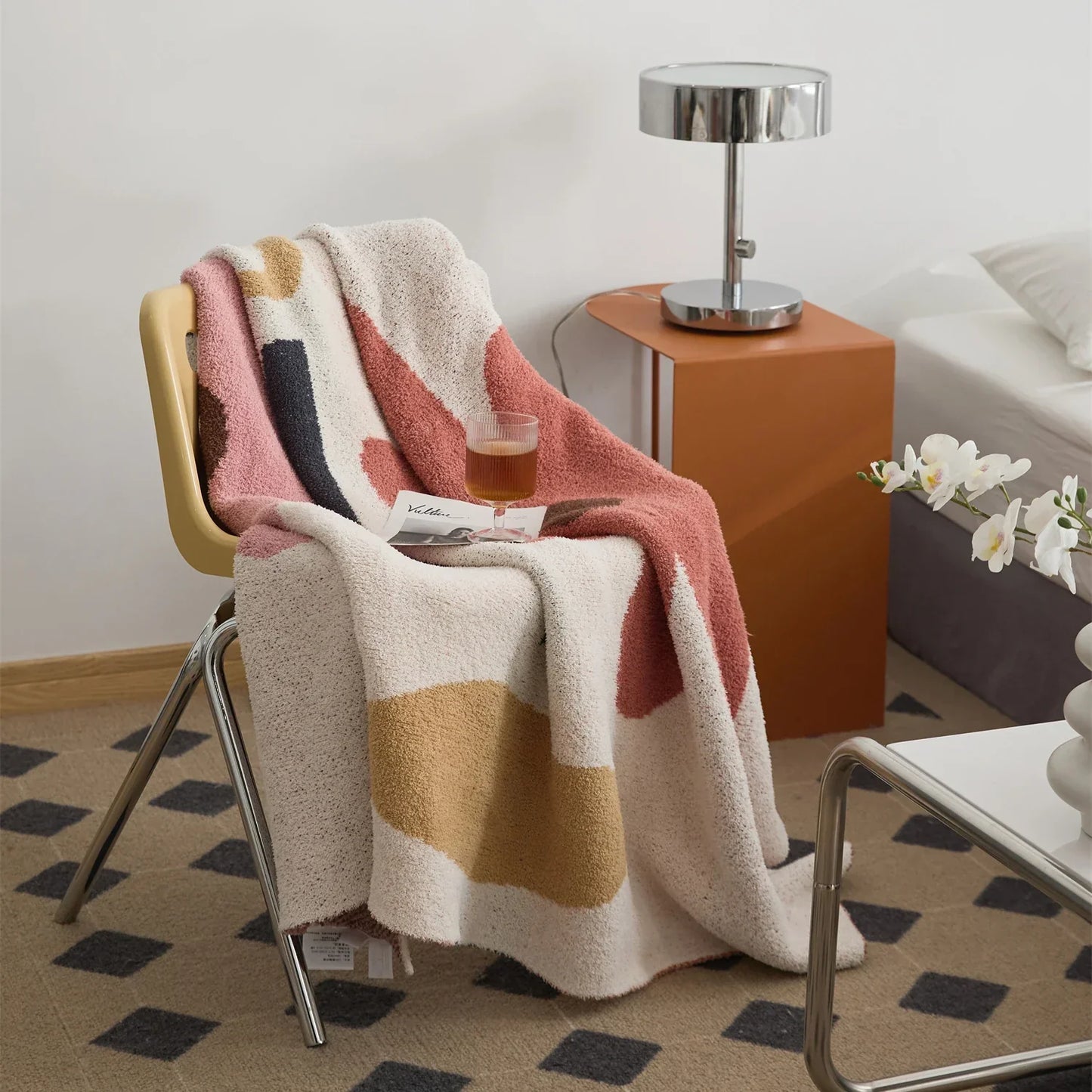 DecorBites™ Bohemian Flower Knitted Throw Blanket