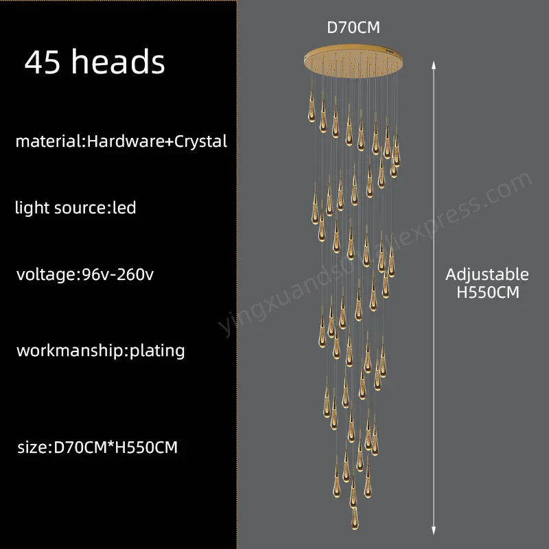 DecorBites™ Crystal Pendant Chandelier for High Ceilings