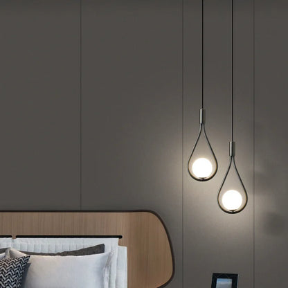 DecorBites™ Gold Iron Pendant Lamp with Glass Ball Drops for Bedroom Lighting