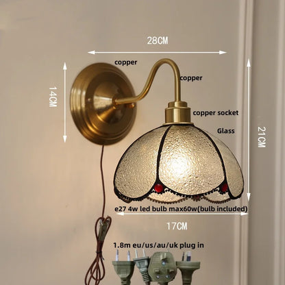 DecorBites™ Glass Brass Wall Sconce LED Light Fixture for Dining Living Room