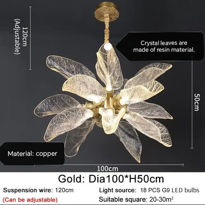 DecorBites™ Elegant Copper Chandelier Light for Kitchen Dining Living Room - Modern Luxury Crystal Lamp