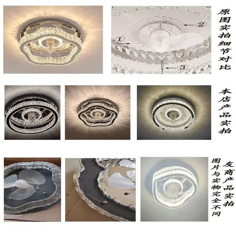 DecorBites™ Crystal LED Ceiling Fan Remote Control Modern Bedroom Light Fixtures