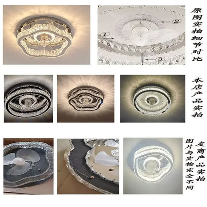 DecorBites™ Crystal LED Ceiling Fan Remote Control Modern Bedroom Light Fixtures