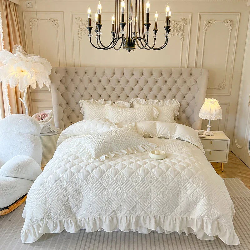 Quilted Lace Ruffle Bedding
