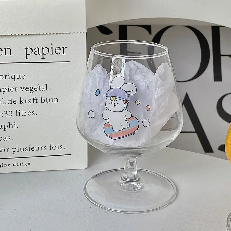 كأس زجاجي على شكل أرنب كاواي من ديكوربايتس™: كوب عصير لطيف للفتيات