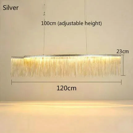 DecorBites™ LED Aluminum Tassel Chandelier: Modern Waterfall Pendant Light for Living Room, Hotel, Hall