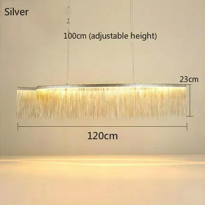 DecorBites™ LED Aluminum Tassel Chandelier: Modern Waterfall Pendant Light for Living Room, Hotel, Hall