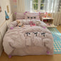 Decobites Korean Princess Bow Lattice Pompom Bedding Set - Single Queen Size