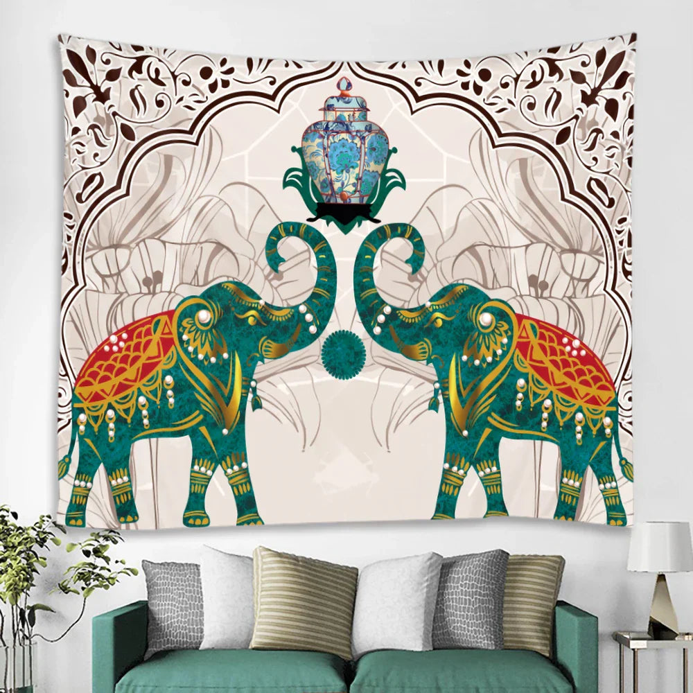DecorBites™ Elephant Tarot Psychedelic Tapestry for Home Decor and Yoga Room Zen Vibes