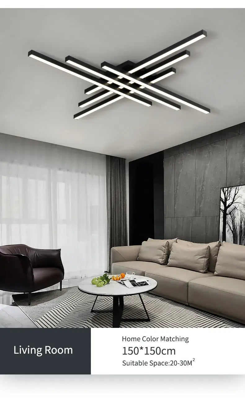 DecorBites™ Modern Black LED Chandelier Lights for Bedroom and Living Room