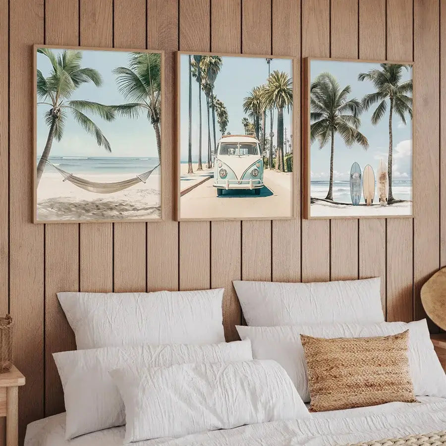 DecorBites™ Tropical Surfboard Travel Wall Art Set
