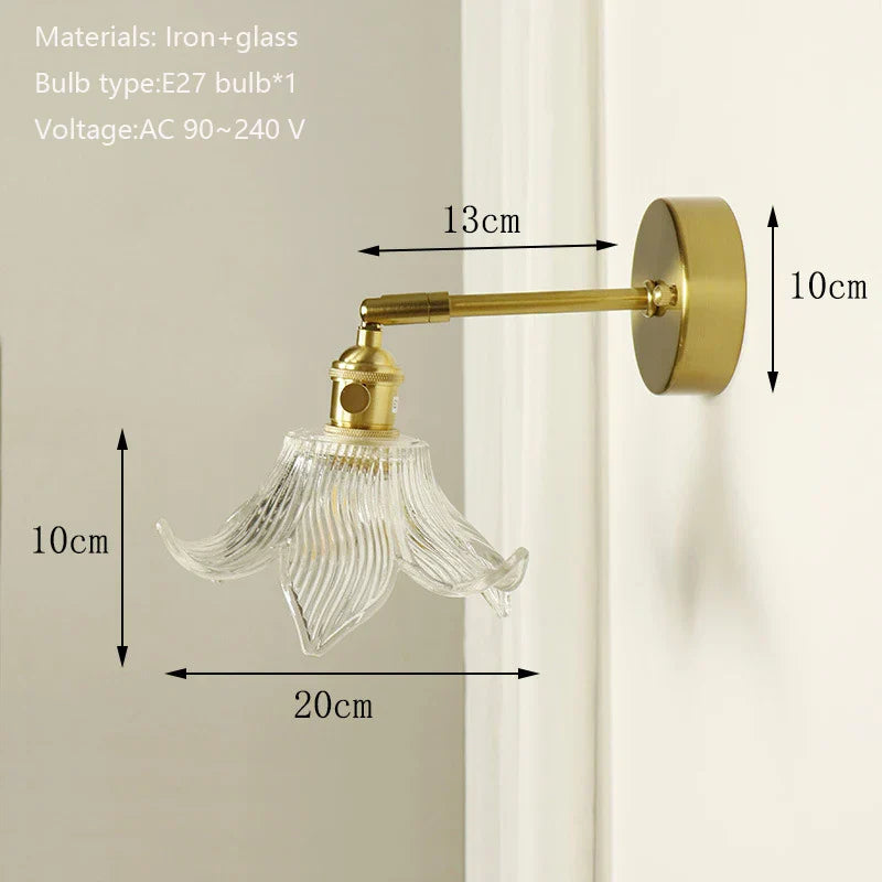 DecorBites™ Brass Mirror Wall Sconce with Glass Shade for Bedroom and Living Room