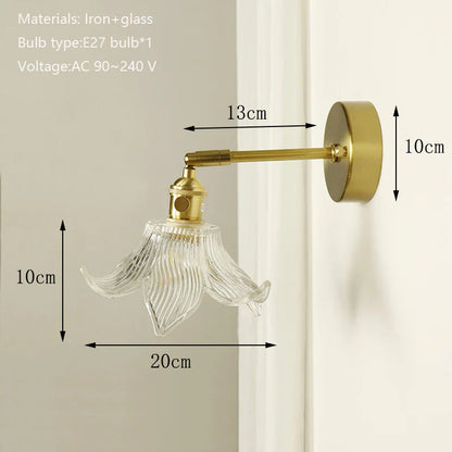 DecorBites™ Brass Mirror Wall Sconce with Glass Shade for Bedroom and Living Room
