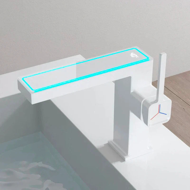 DecorBites™ Gun Grey Digital Display Basin Faucet: Modern Black Bathroom Sink Tap with Temperature Display