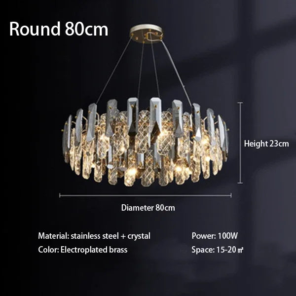DecorBites™ Crystal LED Chandelier: Modern Luxury Pendant Light for Bedroom, Restaurant, and Home Decor