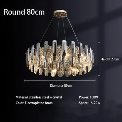 DecorBites™ Crystal LED Chandelier: Modern Luxury Pendant Light for Bedroom, Restaurant, and Home Decor