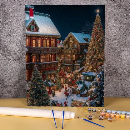 Snow Town Number Drawing Painting By Numbers Christmas Frameless Acrylic Paint Kits Picture For Bedroom Wall Decoration