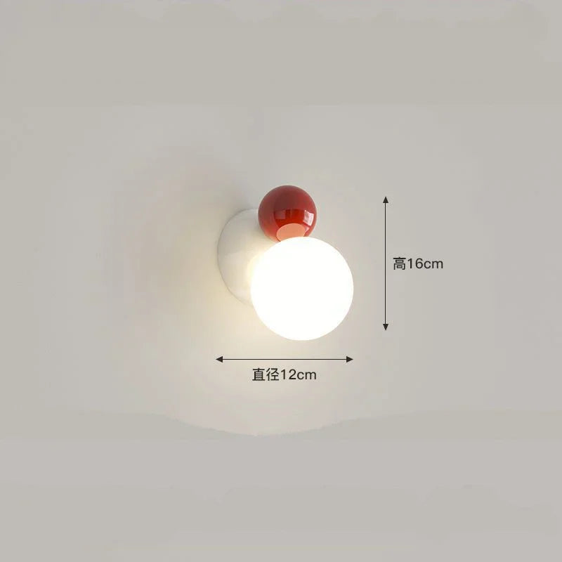 DecorBites™ LED Wall Light Red Green White Metal Kids Room Lamp White Acrylic Ball