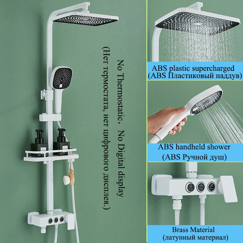 DecorBites™ Digital Display Thermostatic Shower Faucet Set Rainfall Shower Mixer