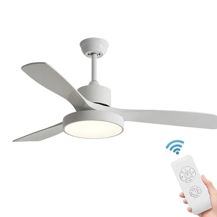 مروحة سقف DecorBites™ بمحرك نحاسي ثلاثي الشفرات مقاس 42/52 بوصة باللونين الأبيض والأسود مع جهاز تحكم عن بعد