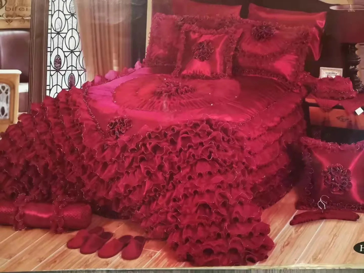 Champagne Jacquard Lace Bedspread