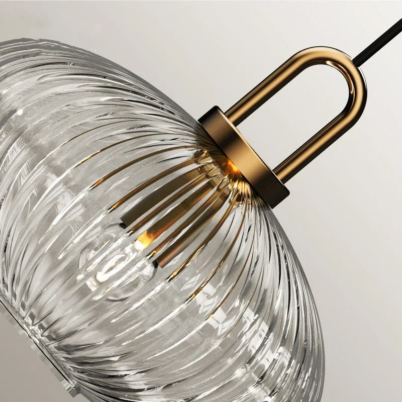 Japanese Glass Pendant Light With Iron Accents
