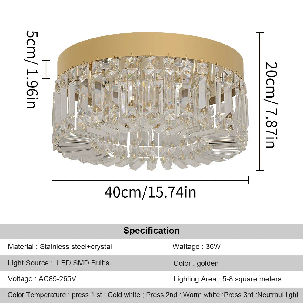 DecorBites™ Crystal Ceiling Chandelier: Modern LED Round Pendant Lamp for Luxury Home Decor