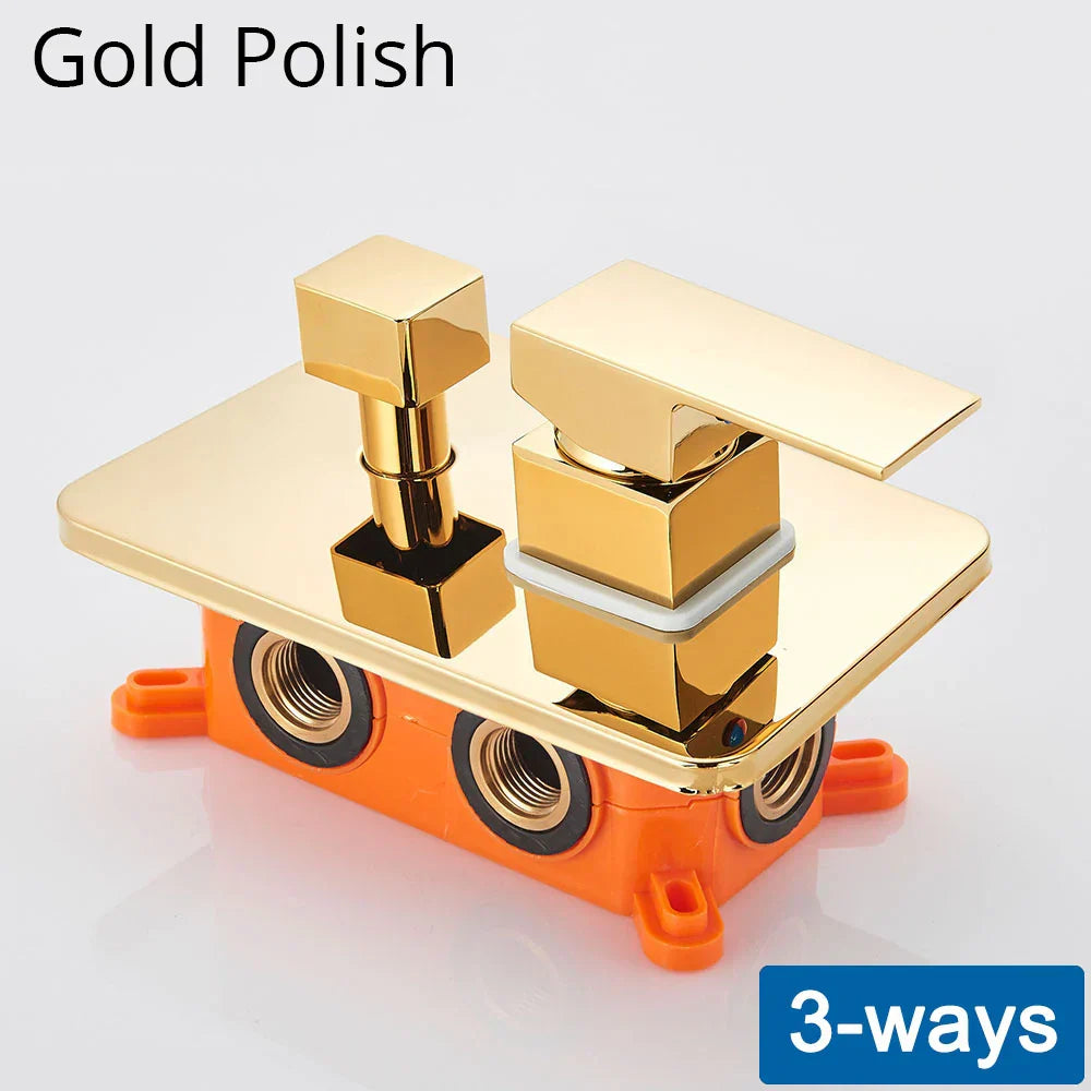DecorBites™ Black Golden Brass Shower Mixing Valve Concealed Wall Mount Box Control