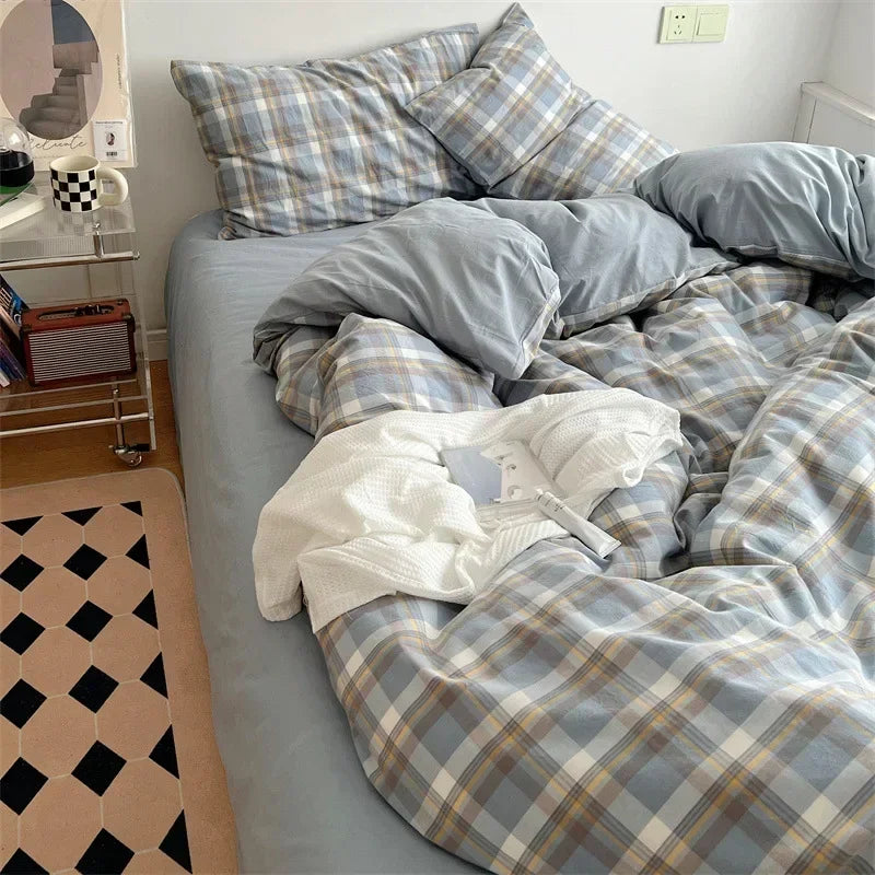 DecorBites™ Japanese Style Cotton Printed 4Pcs Bedding Set with Double-Sided Design