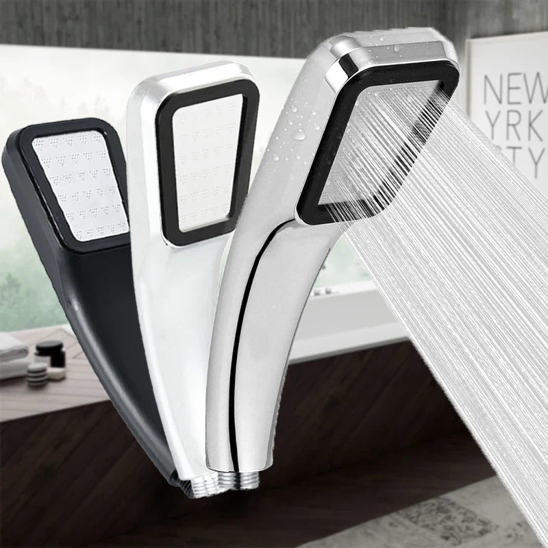 Cabezal de ducha tipo lluvia DecorBites™ de 3 colores y 300 orificios en cromo, negro y blanco.