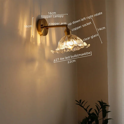 DecorBites™ Glass Sconce LED Wall Lamp, Copper Nordic Bedroom Light Fixtures